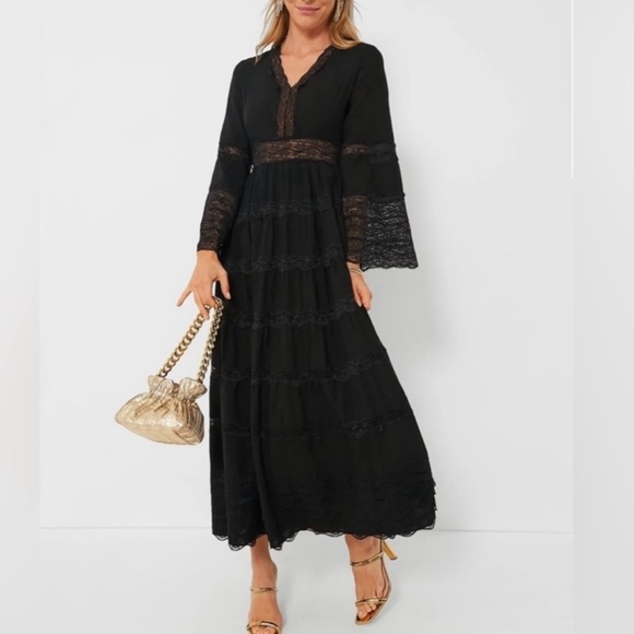 NEW Tuckernuck X Hyacinth House Elegant Black Lace Lydia maxi dress size Small - Picture 1 of 12